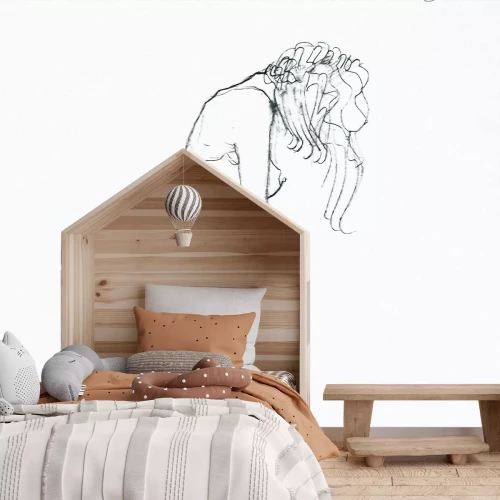 Fototapete Skizze einer stehenden Frau auf weißem Hintergrund