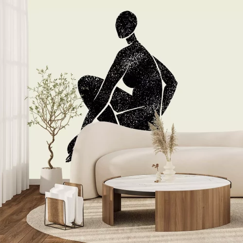 Fototapete Minimalistische Zeichnung einer Frau in Schwarz