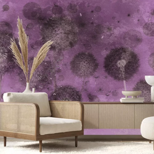 Fototapete Löwenzähne auf grünem Hintergrund