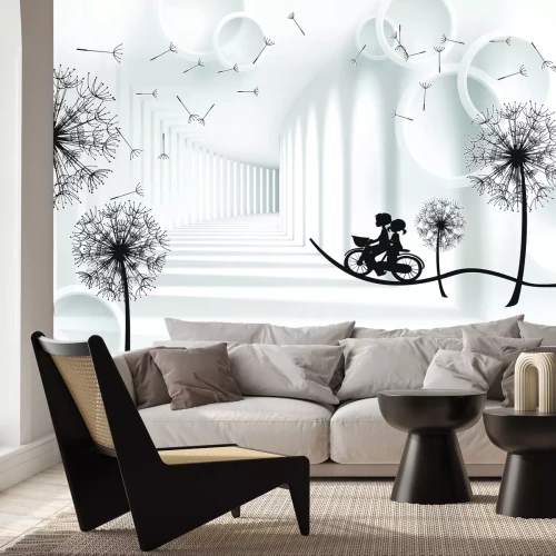 Fototapete Schwarze Löwenzähne im 3D-Raum