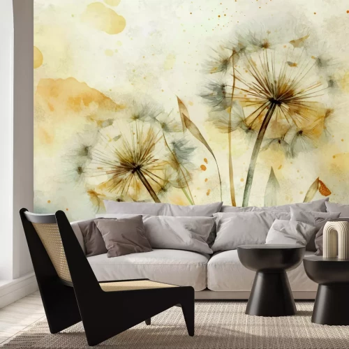 Fototapete Löwenzahn in zarter Aquarellmalerei