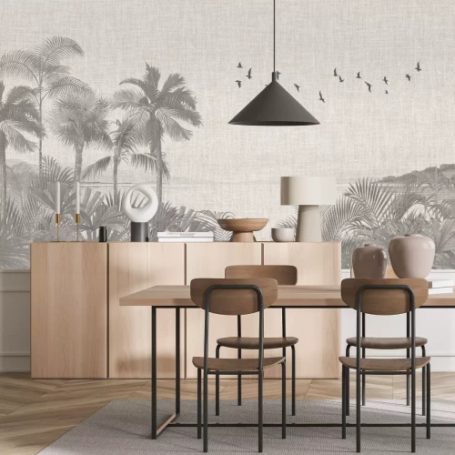 Fototapete Schwarz-weißer Dschungel auf Textur