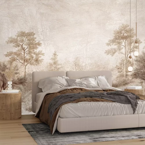Fototapete Waldlandschaft auf Beton