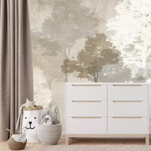 Fototapete Zarte Bäume in einer hellen Szenerie