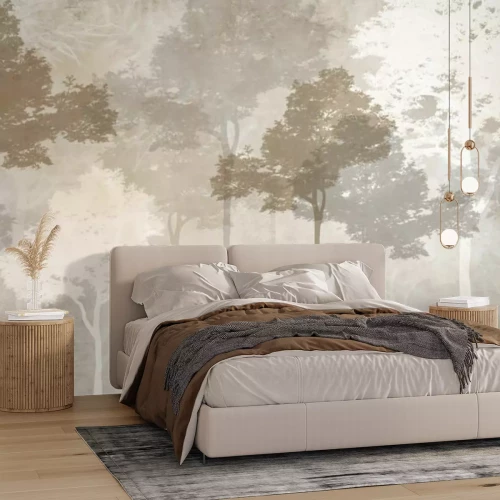 Fototapete Zarte Bäume in einer hellen Szenerie