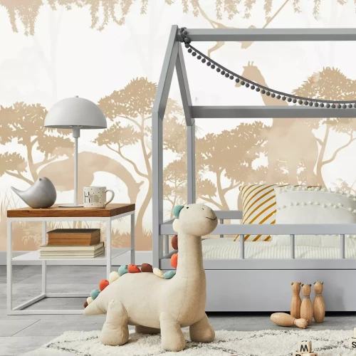 Fototapete Dschungel mit Giraffen und Affen