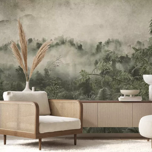 Fototapete Tropischer Dschungel im Nebel
