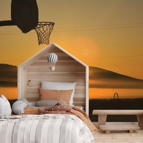 Fototapete Basketballplatz bei Sonnenuntergang