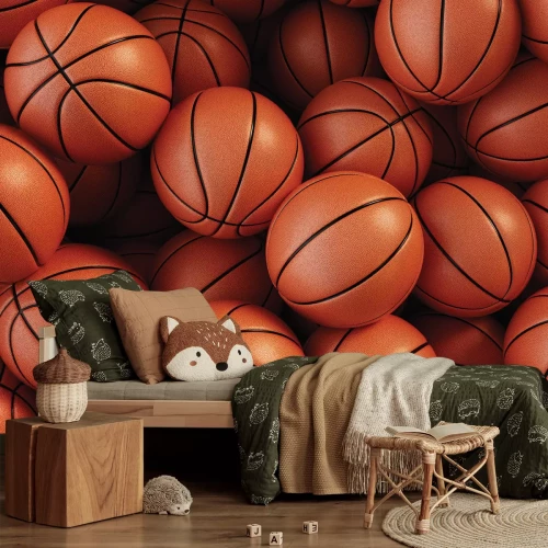 Fototapete Orangefarbene Basketbälle