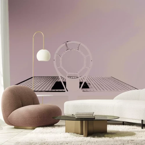 Fototapete Schwarz-weißes Foto eines Basketballkorbs