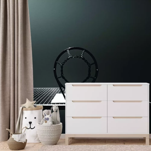 Fototapete Schwarz-weißes Foto eines Basketballkorbs