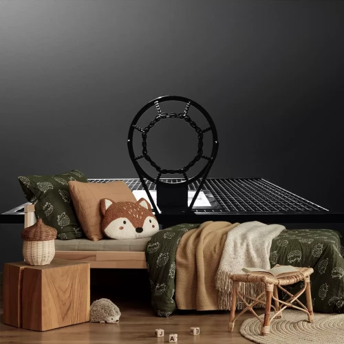 Fototapete Schwarz-weißes Foto eines Basketballkorbs