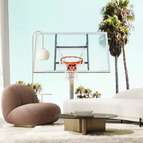 Fototapete Basketballkorb vor Palmenhintergrund
