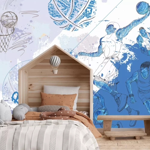 Fototapete Männer, die Basketball trainieren