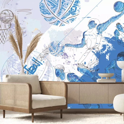 Fototapete Männer, die Basketball trainieren