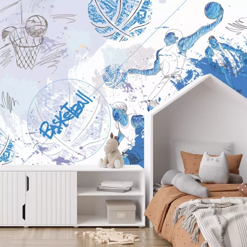 Fototapete Männer, die Basketball trainieren