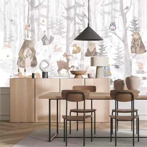 Fototapete Landschaft eines Märchenwaldes mit Tieren