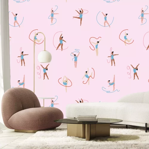 Fototapete Frauen, die Ballett mit Bändern tanzen