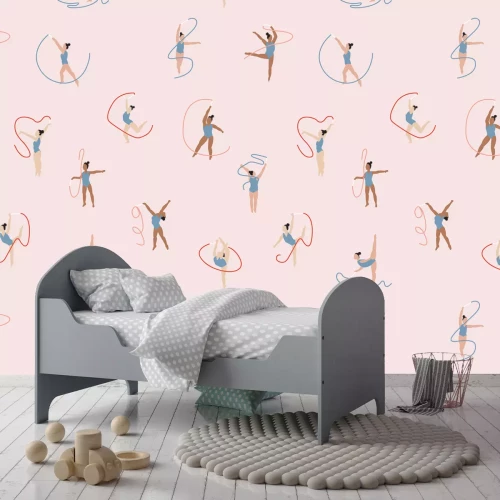 Fototapete Frauen, die Ballett mit Bändern tanzen