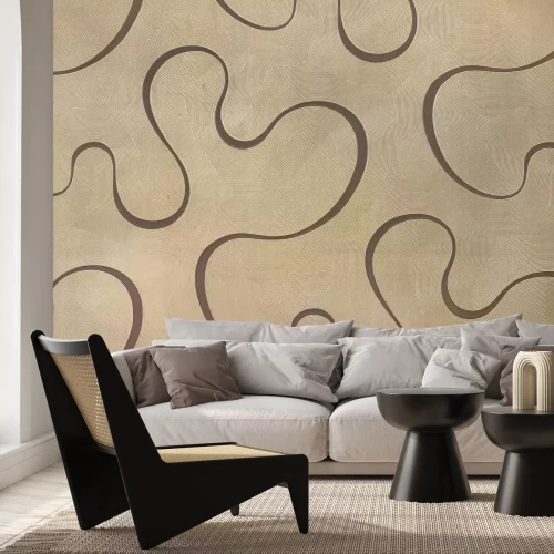 Fototapete Braune wellenförmige Linien auf Textur