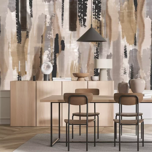 Fototapete Aquarellmural in Braun- und Grautönen