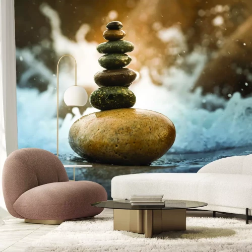 Fototapete Steinturm vor dem Wasserhintergrund