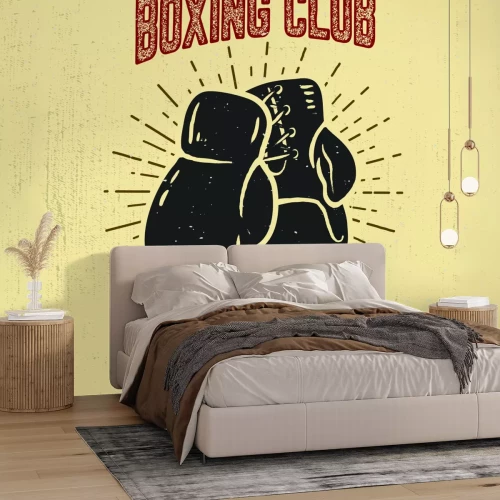 Fototapete Boxhandschuhe auf gelbem Hintergrund
