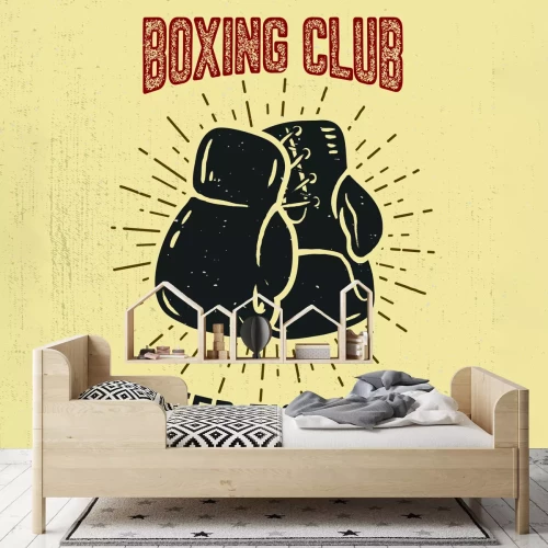 Fototapete Boxhandschuhe auf gelbem Hintergrund