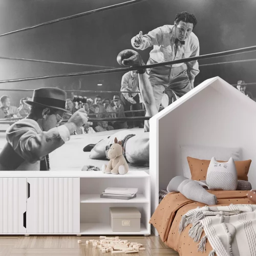 Fototapete Schiedsrichter zählt einen männlichen Boxer