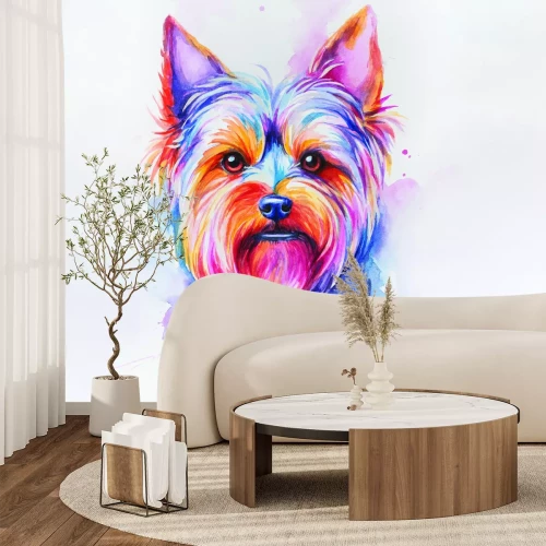Fototapete Bunte Aquarelle eines Yorkshire Terrier Hundes