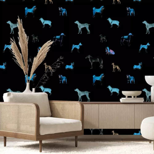 Fototapete Verschiedene Rassehunde auf weißem Hintergrund