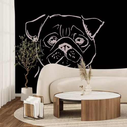 Fototapete Gezeichneter Porträt eines Mops-Hundes