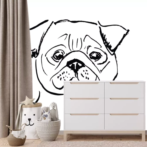 Fototapete Gezeichneter Porträt eines Mops-Hundes