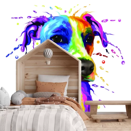 Fototapete Buntes Aquarell-Hunde-Porträt