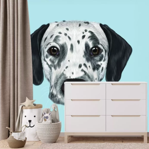 Fototapete Dalmatiner Hund auf blauem Hintergrund