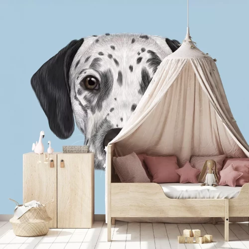 Fototapete Dalmatiner Hund auf blauem Hintergrund