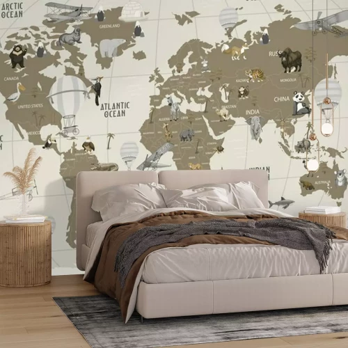Fototapete World map wallpaper design for kids room