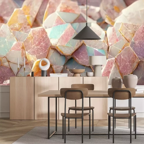 Fototapete The texture of light pink marble. Natural stone pattern. Abstract 3D illustration of marble surface for backgrounds, wallpapers, photo wallpapers, murals, posters.