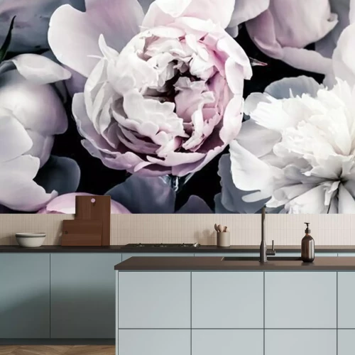 Fototapete Pastel peony flowers as floral art background, botanical flatlay and luxury branding design