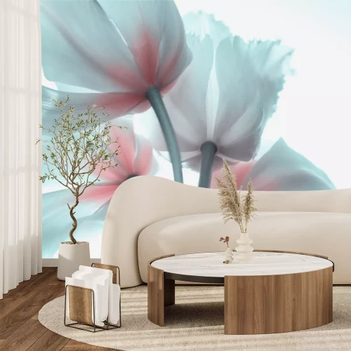 Fototapete Pastellfarbene 3D-Tulpen