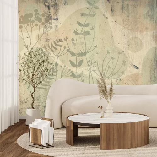 Fototapete Gemalte wilde Blumen an der Wand