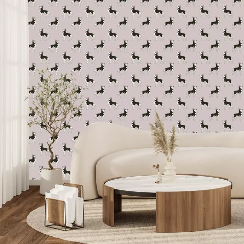 Fototapete Minimalistisches Muster mit schwarz-weißen Hunden