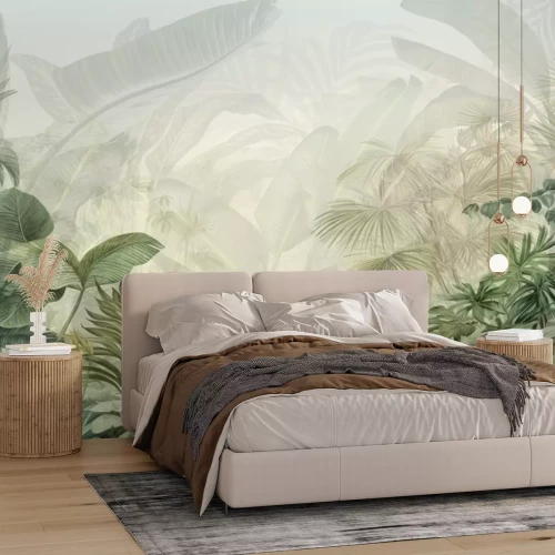 Fototapete Tropischer dichter Wald mit Palmen