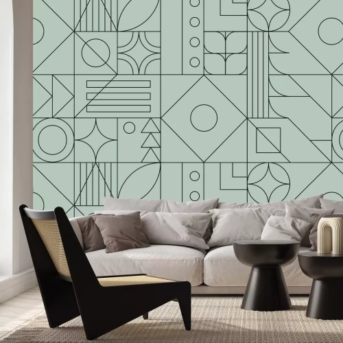 Fototapete Schwarze Linien in geometrischen Formen