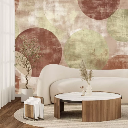 Fototapete Braune und grüne geometrische Kreise