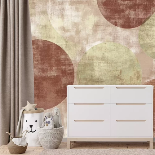 Fototapete Braune und grüne geometrische Kreise