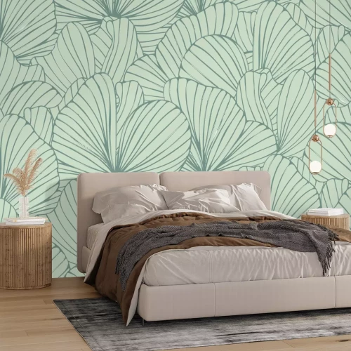 Fototapete Blattadern in Grautönen