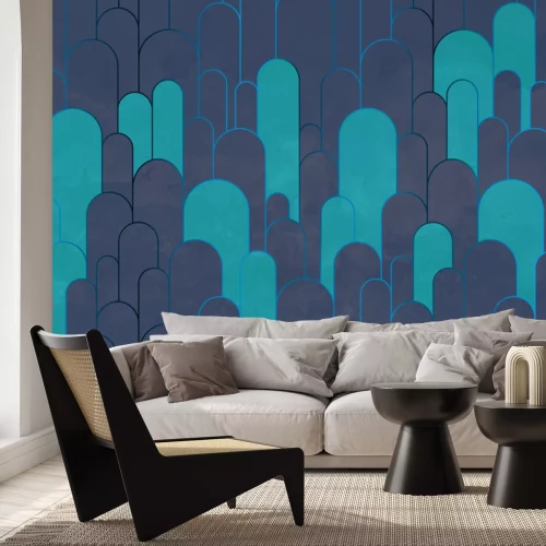 Fototapete Beige-orange Bögen mit goldener Verzierung