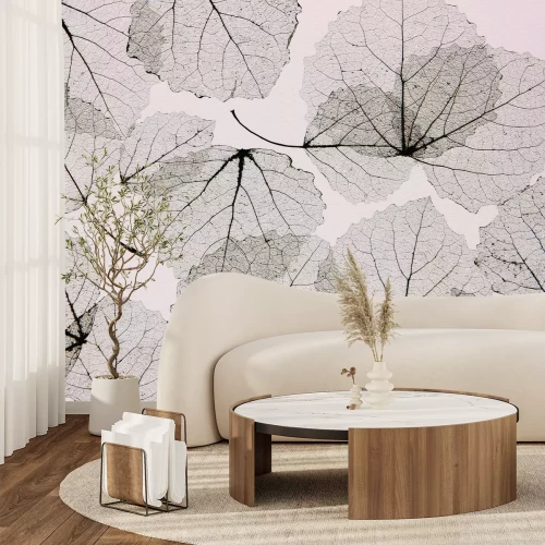 Fototapete Abstraktion reflektierter Blätter an der Wand