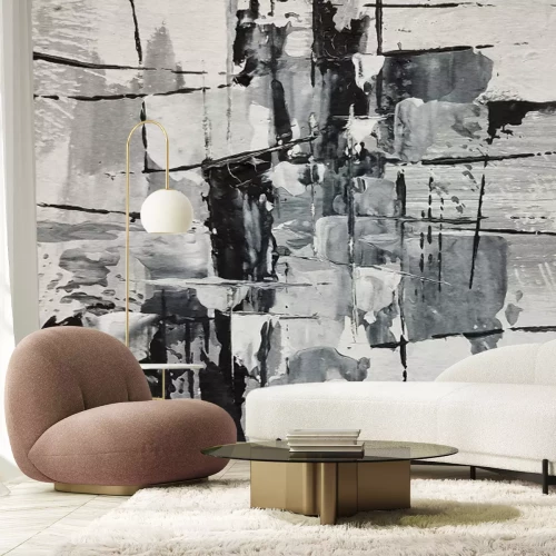 Fototapete Wand mit schwarz-weißer Farbe gestrichen